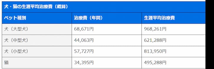 猫の生涯医療費